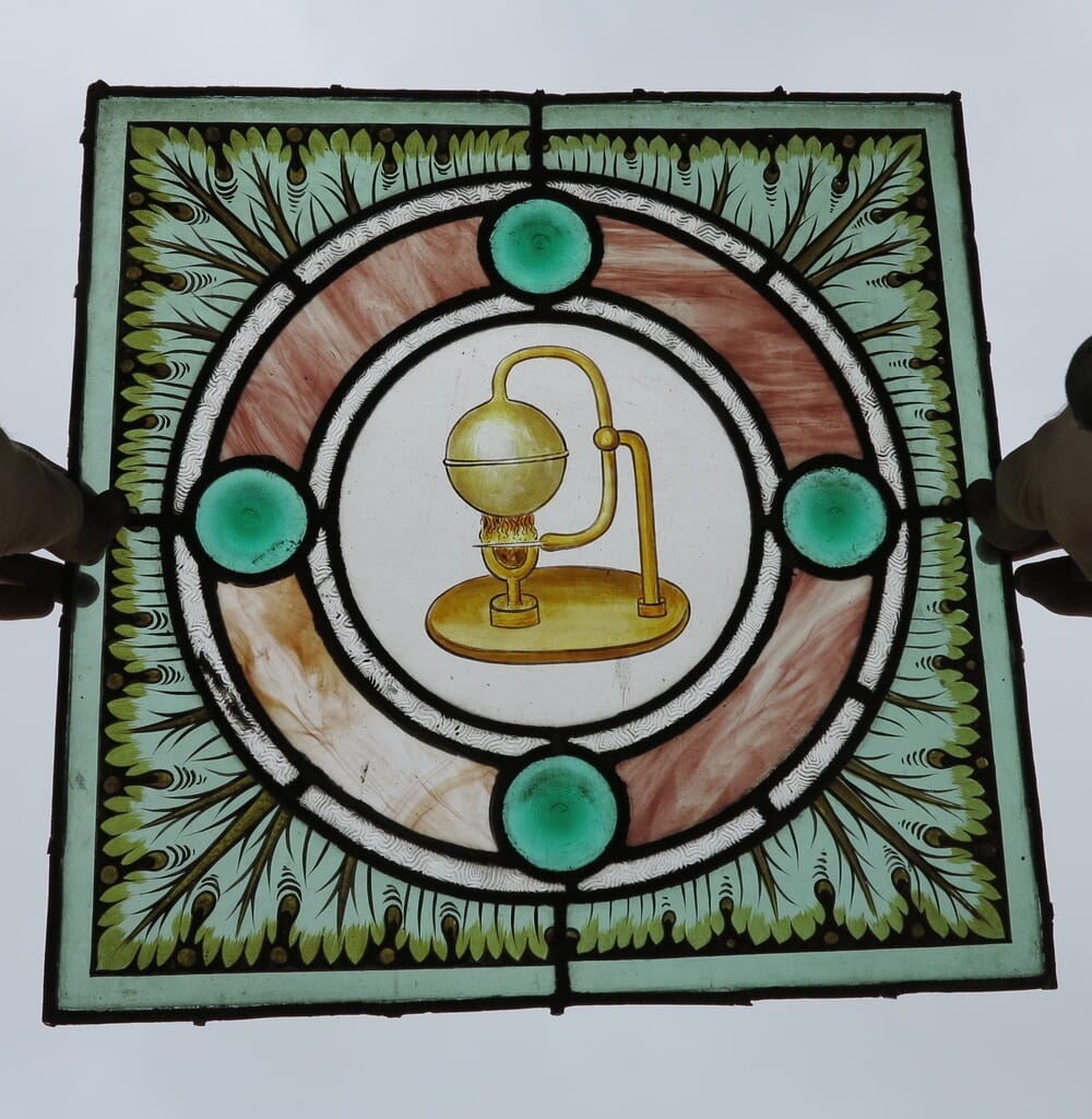 Original Stained Glass Window With Scientific Apparatus - 8341