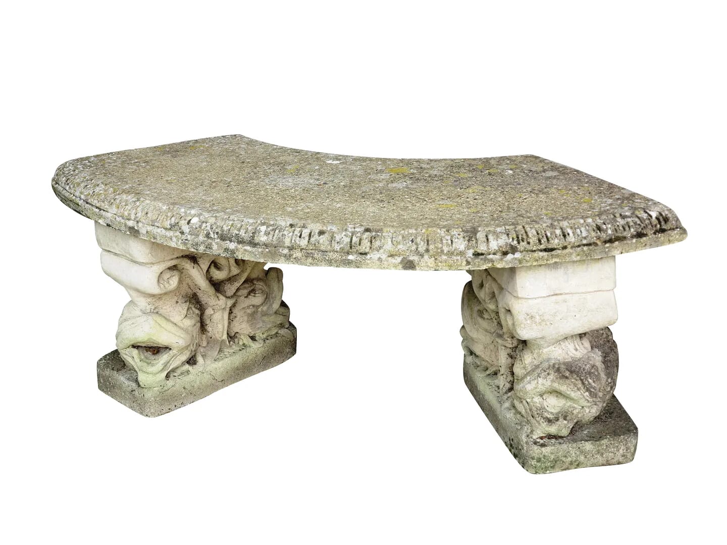 Reconstituted Stone 2 Seater Curved Garden Outdoor Bench - 8554a