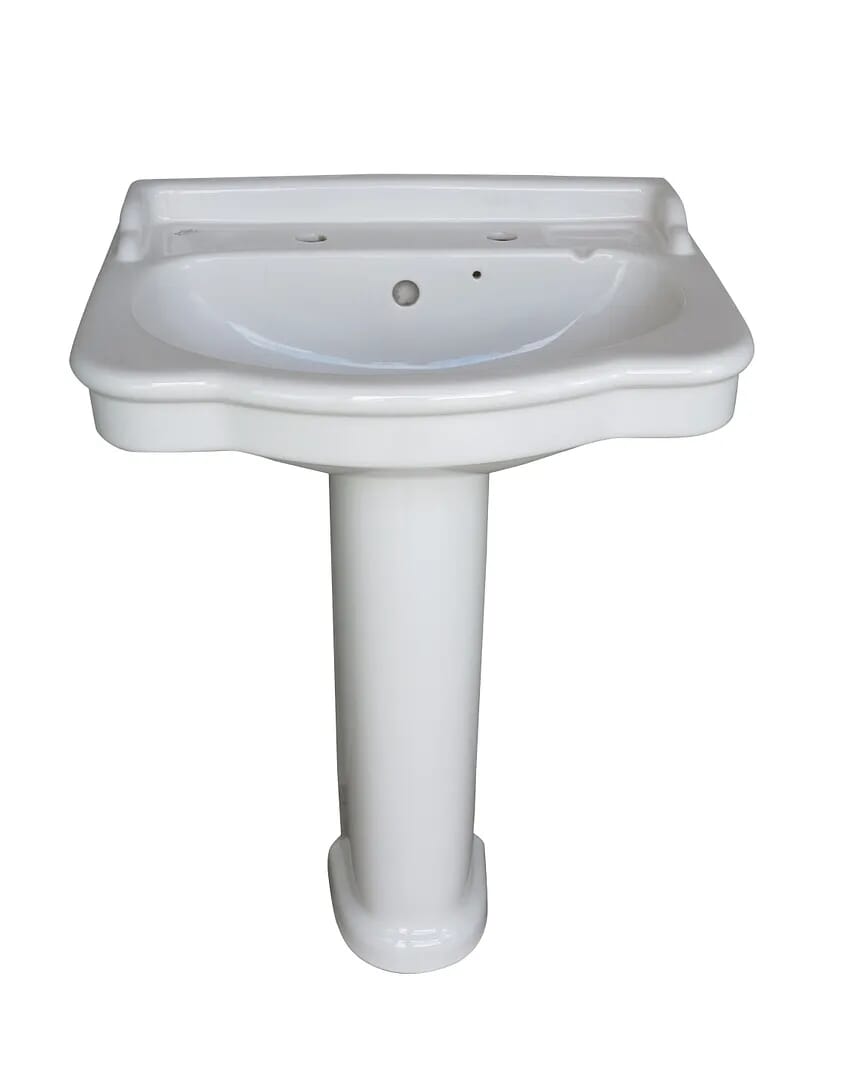 Reclaimed White Indoor Bathroom Sink on a Pedestal Base - 8494