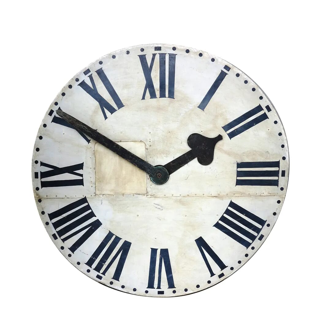 Vintage Metal Wall Mounted Clock Face & Hands - 8526