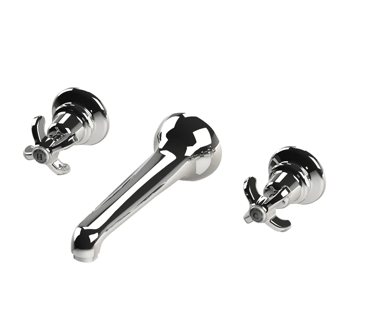 Thomas Crapper Three Tap-Hole Wall Mixer For Basins - TCBW1920403CH