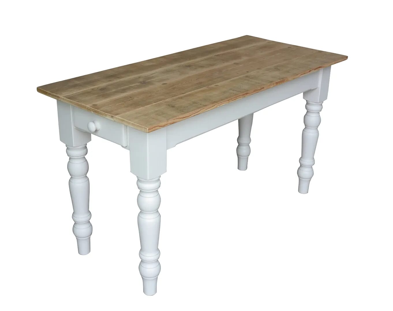 Bespoke Reclaimed Pine Scrub Top Kitchen Table & Drawer - D1395