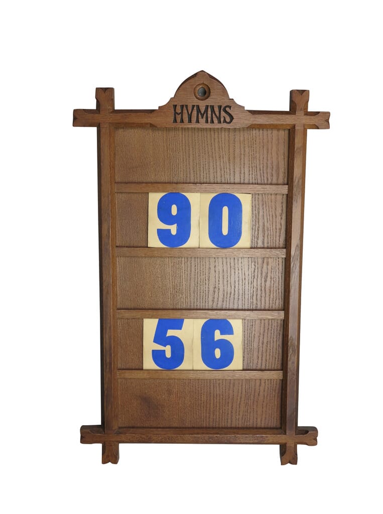 Victorian Wall Mounted Oak Church Hymn Board - 8574