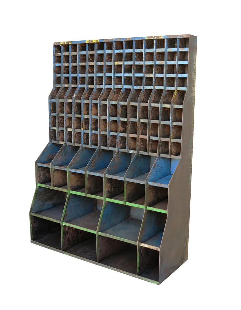 Vintage Floor Standing Metal Industrial Shelving Rack - 8586