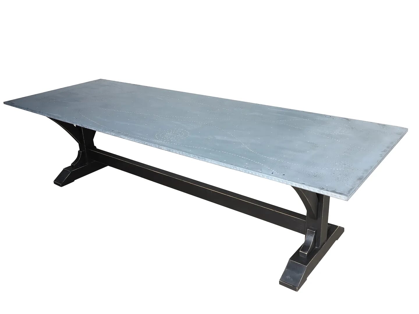 Bespoke Distressed Zinc Gothic Style Dining Table  - D1397