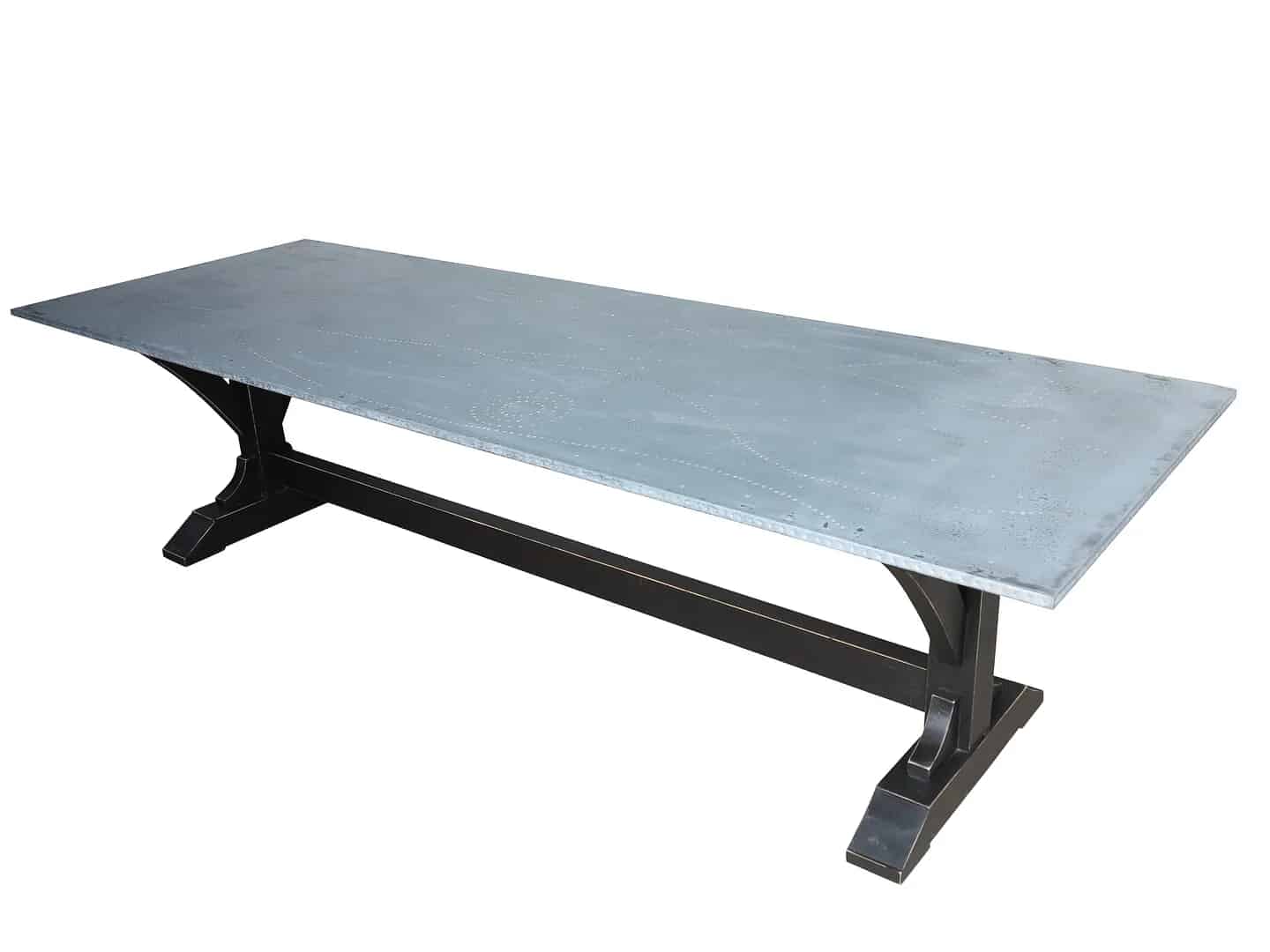Bespoke Distressed Zinc Gothic Style Table & Nail Detail