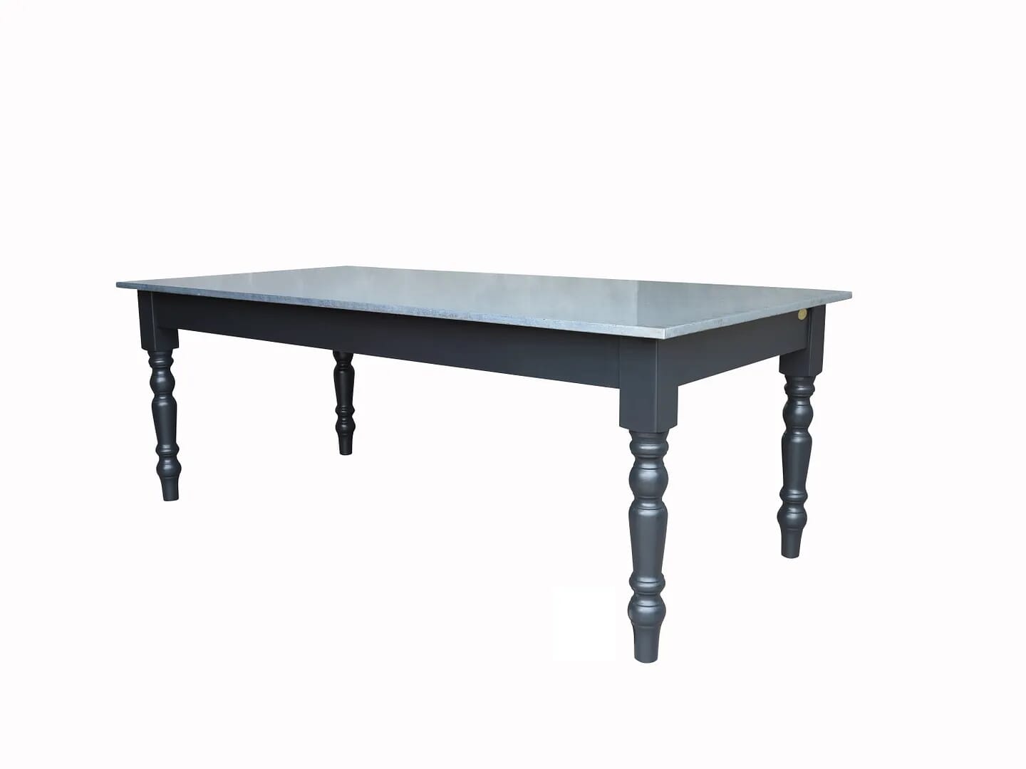 Large Bespoke Distressed Antiqued Zinc Top Dining Table - D1400