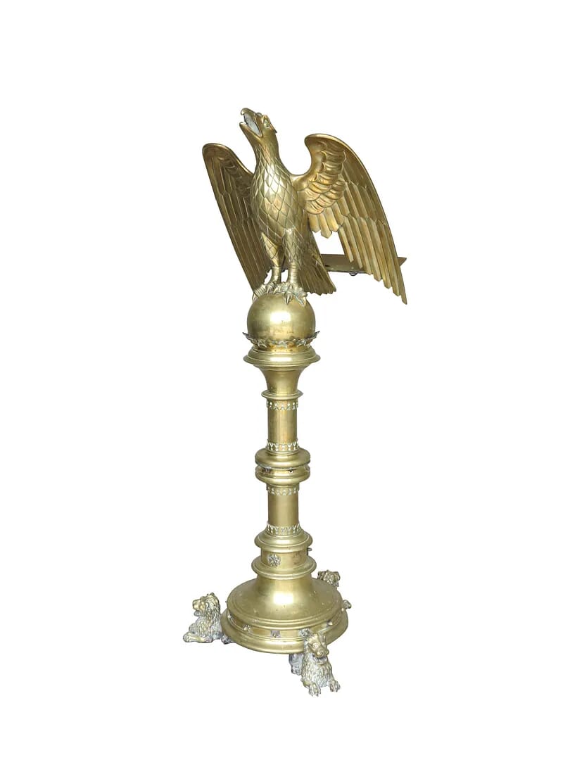 Antique Solid Brass Church Eagle Lectern with Lions Feet - 8511