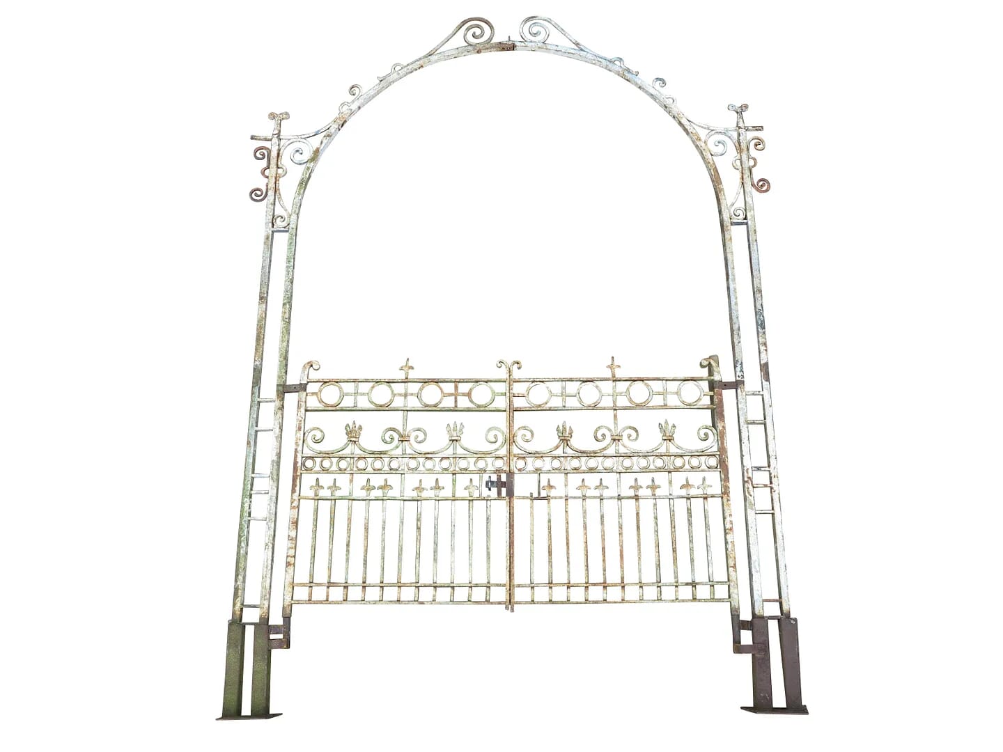 Large Antique Wrought Iron Arch and Driveway Gates - 8544