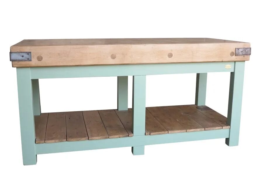 Antique Central Island Butchers Block on 6 Legged Base - D1278