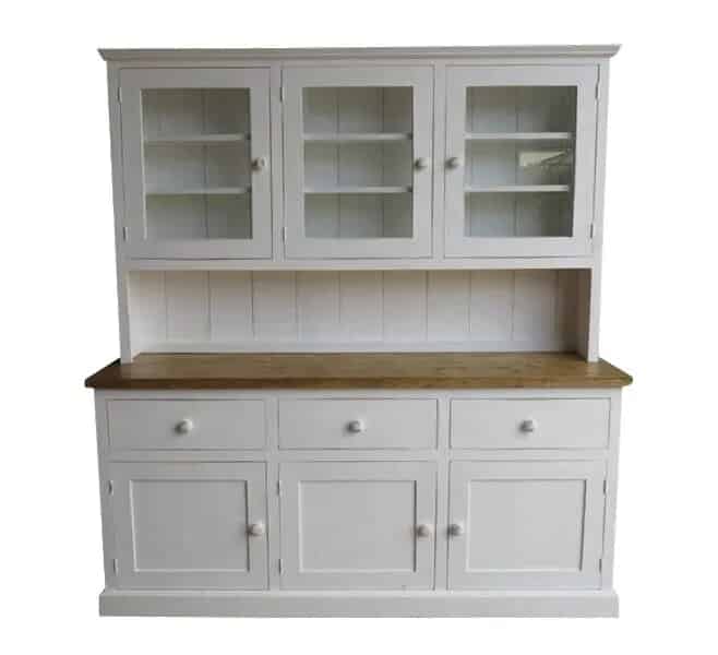 Handmade Painted Pine Dresser With Display Cabinets