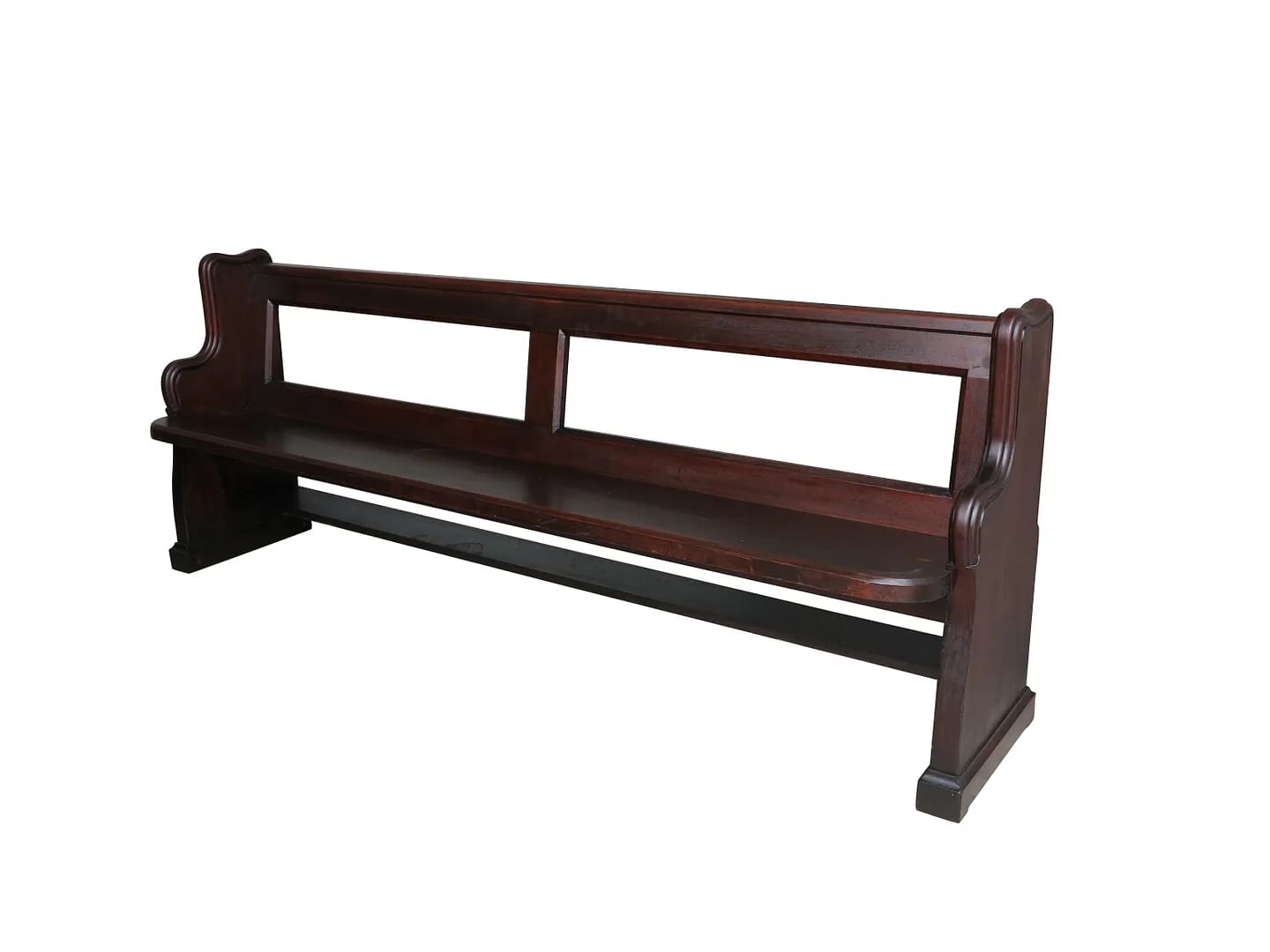Antique Solid Dark Pitch Pine Church/Chapel Pew - 8617