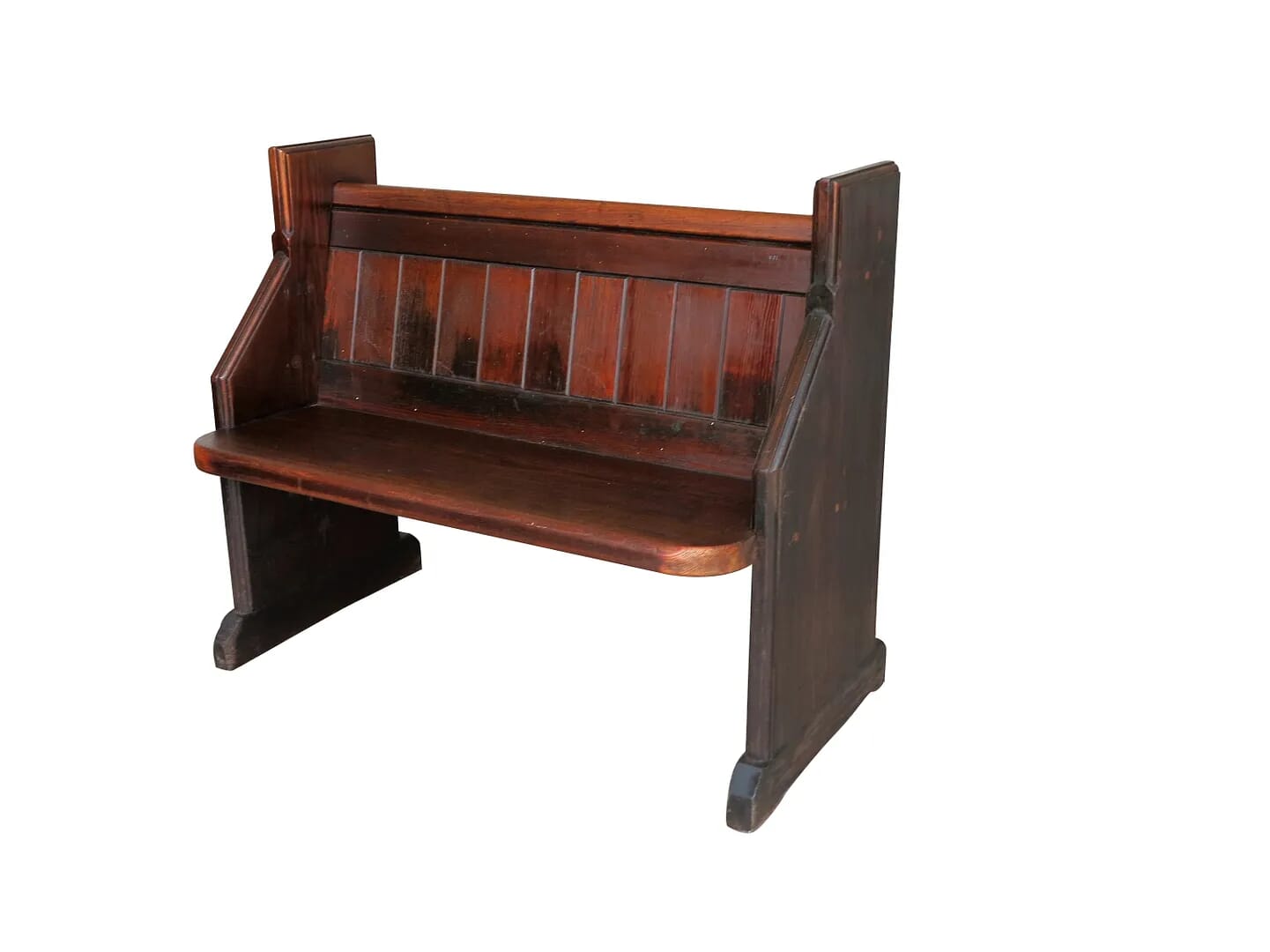 Antique Solid Small Dark Pitch Pine Church/Chapel Pew - 8618