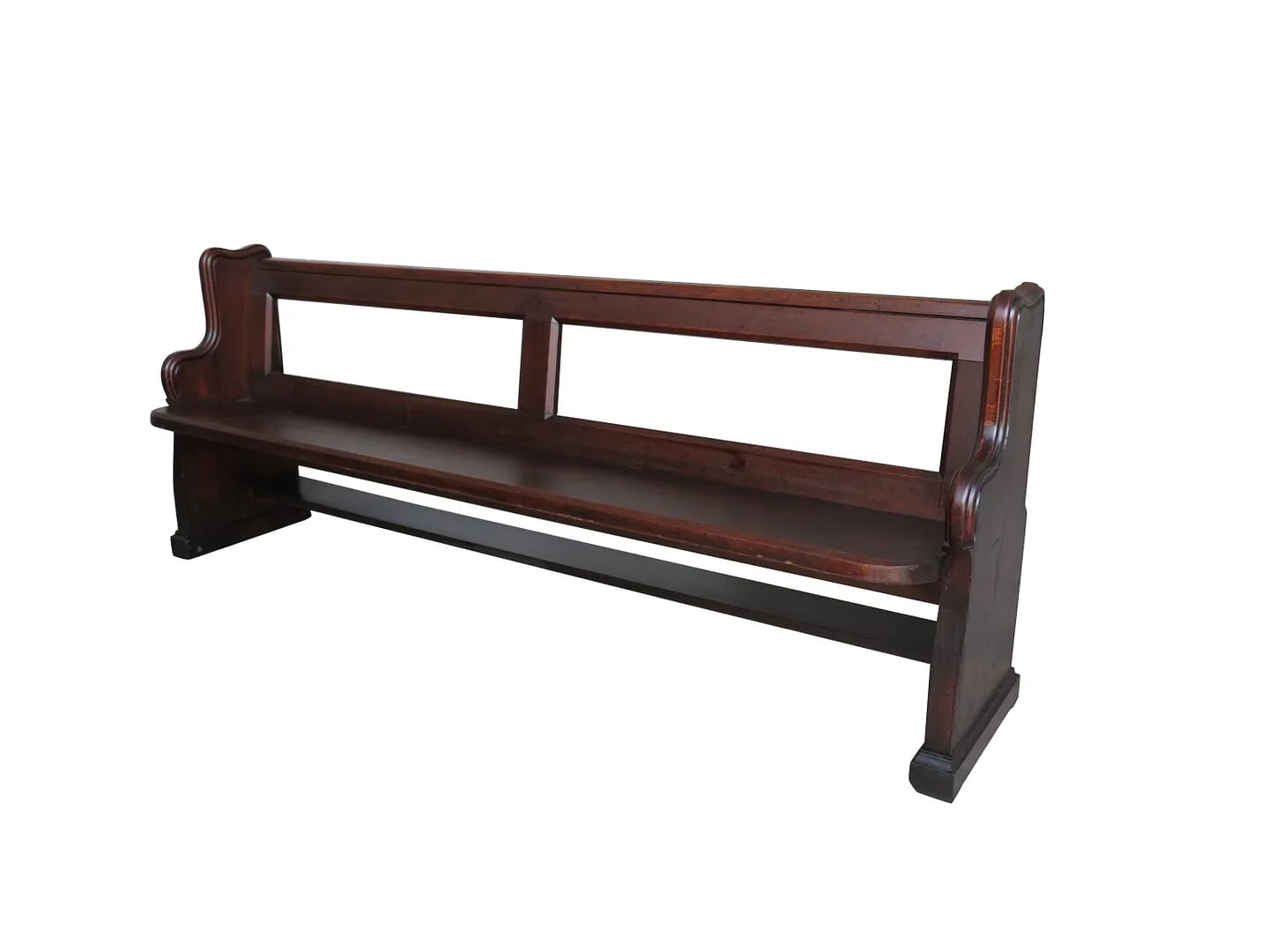 Solid Dark Antique Pitch Pine Church/Chapel Pew - 8619