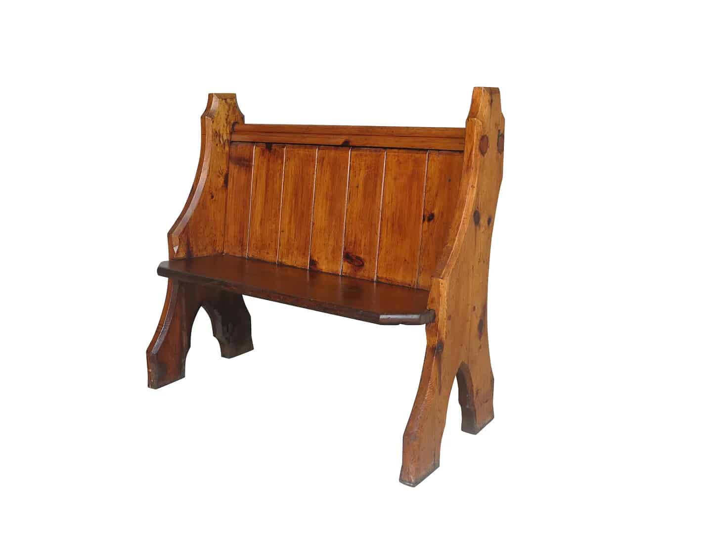 Antique Salvaged Small Gothic Pine Church or Chapel Pew