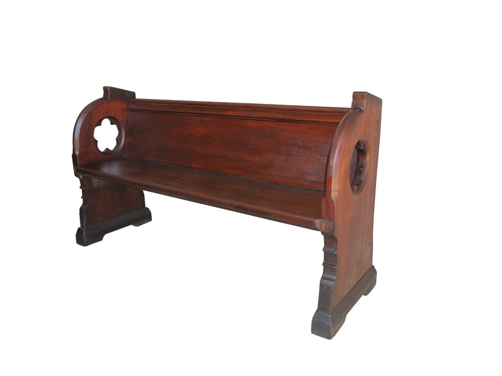 Antique Pitch Pine Church or Chapel Pew 61" Long - 8634