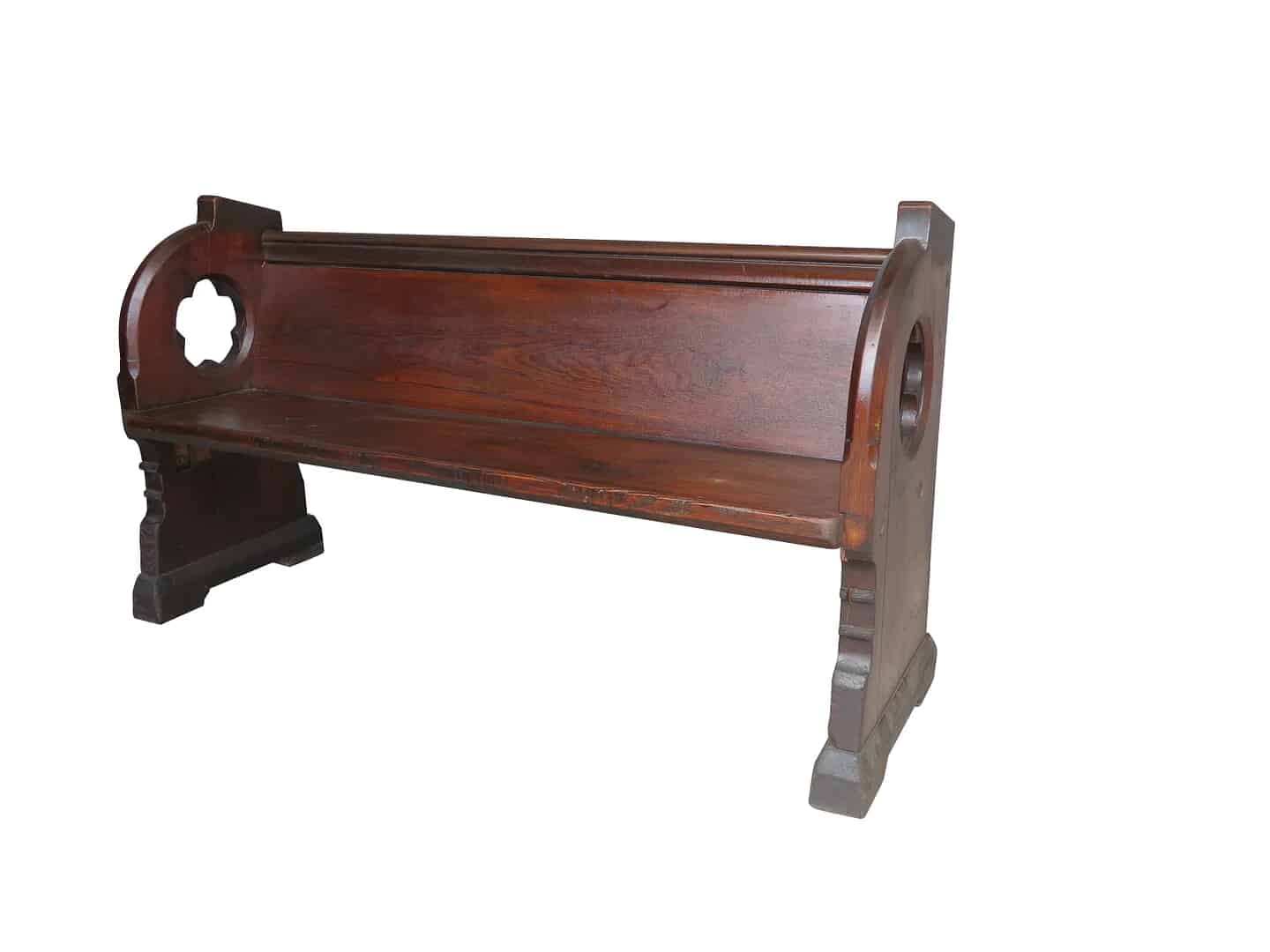 Antique Pitch Pine Decorative Church or Chapel Pew