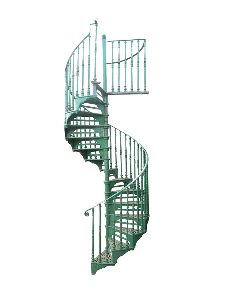 Green Cast Iron Spiral Staircase Made by Safety Stairways - 8531