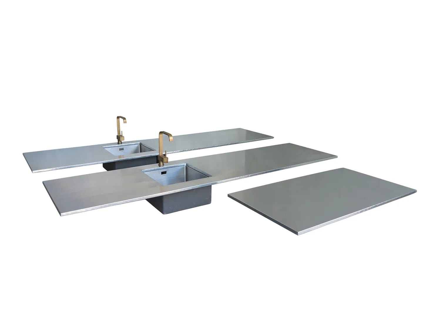 Natural Zinc Kitchen Bespoke Worktops with Sink Cutouts - D1411