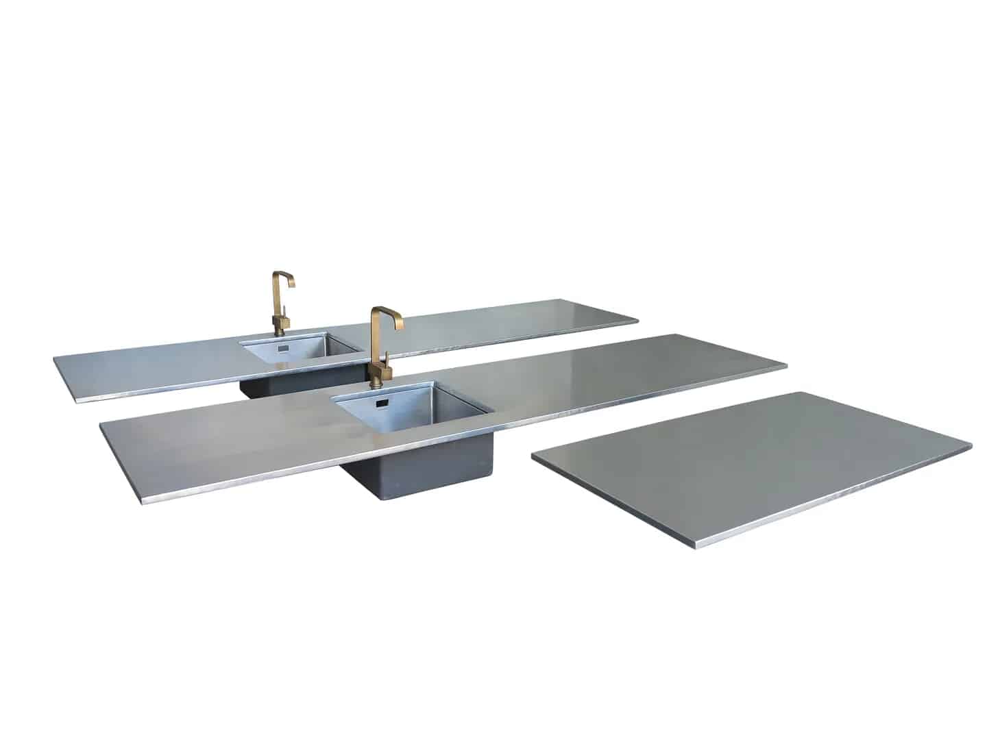 Natural Zinc Kitchen Bespoke Worktops with Sink Cutouts
