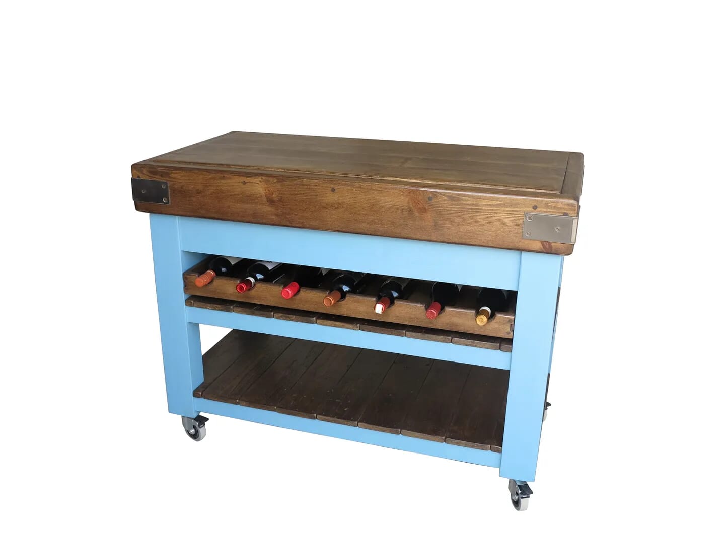 Bespoke Wooden Butchers Block & Base with Wine Rack - D1414