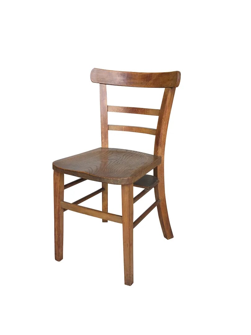 Antique Salvaged Church or Chapel Chairs with Book Shelf - 8557