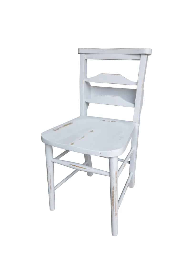 Salvaged Distressed Painted Wooden Church Chairs