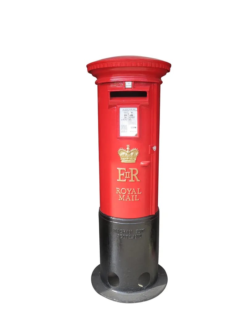 Original Red Cast Iron Elizabeth II Royal Mail Pillar Box - 8587