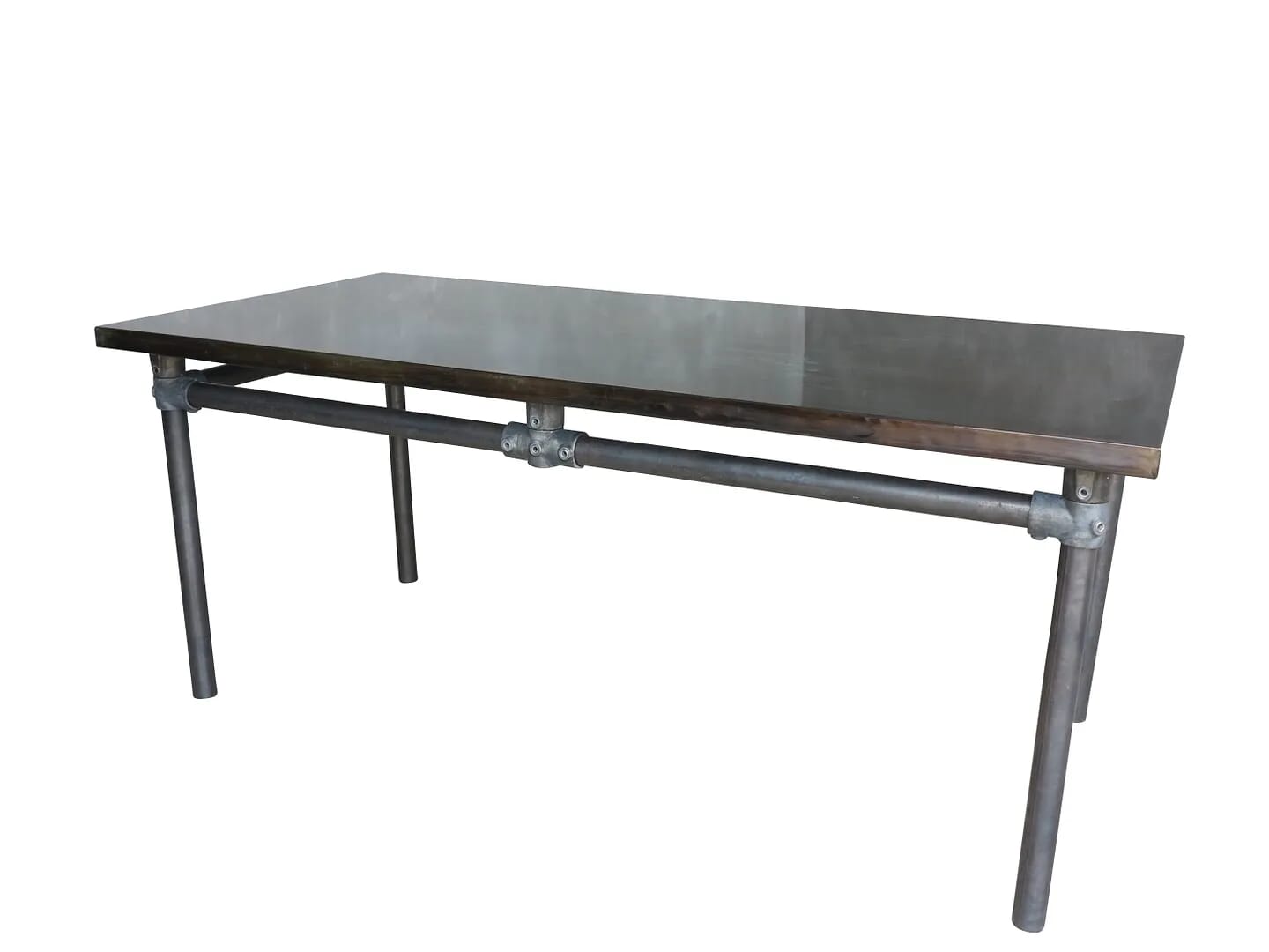 Bespoke Antiqued Zinc Top Table & Galvanised Base - D1415