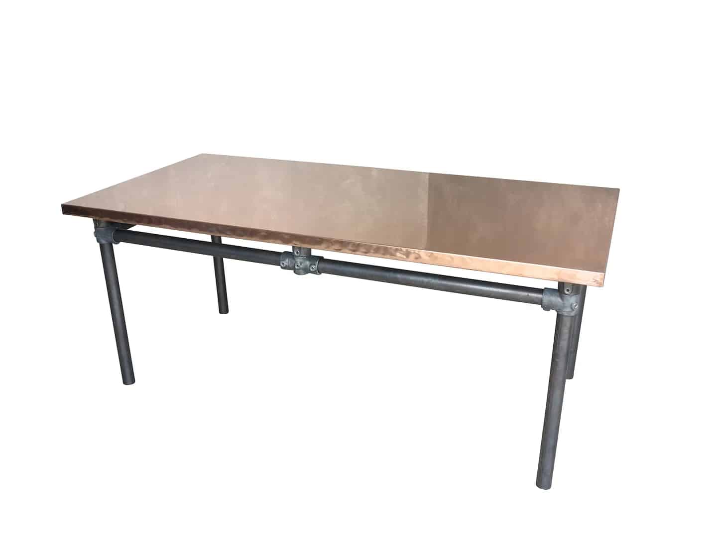 Bespoke Natural Copper Top Table & Galvanised Base