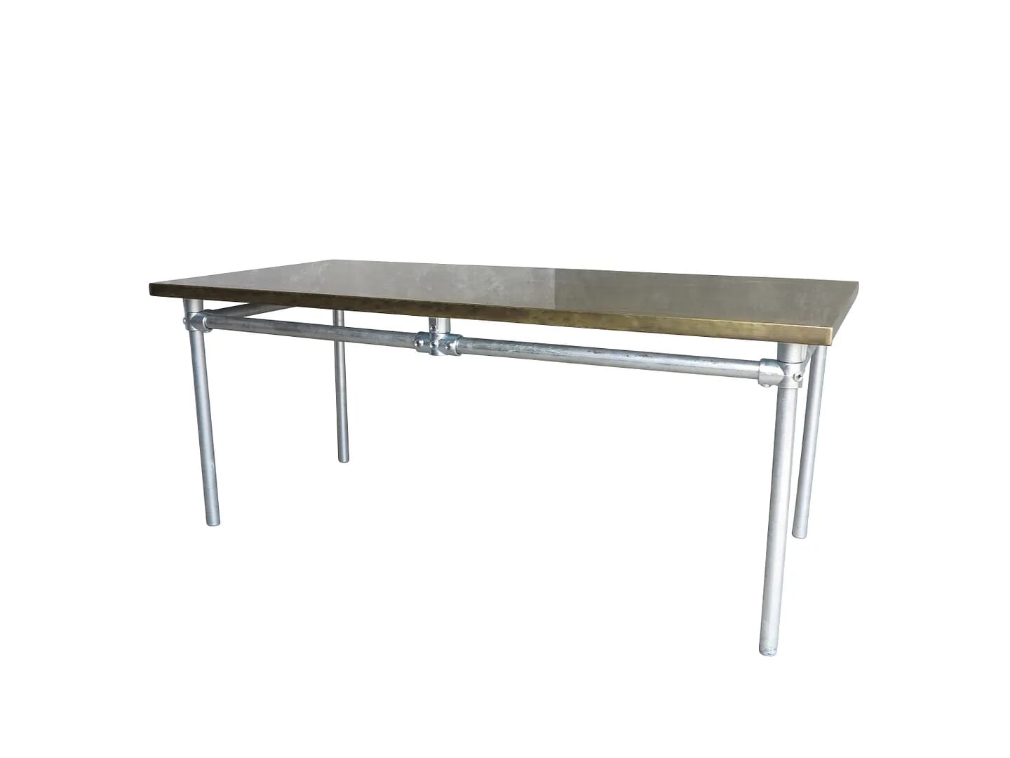 Bespoke Antique Brass Top Table With Galvanised Base - D1417