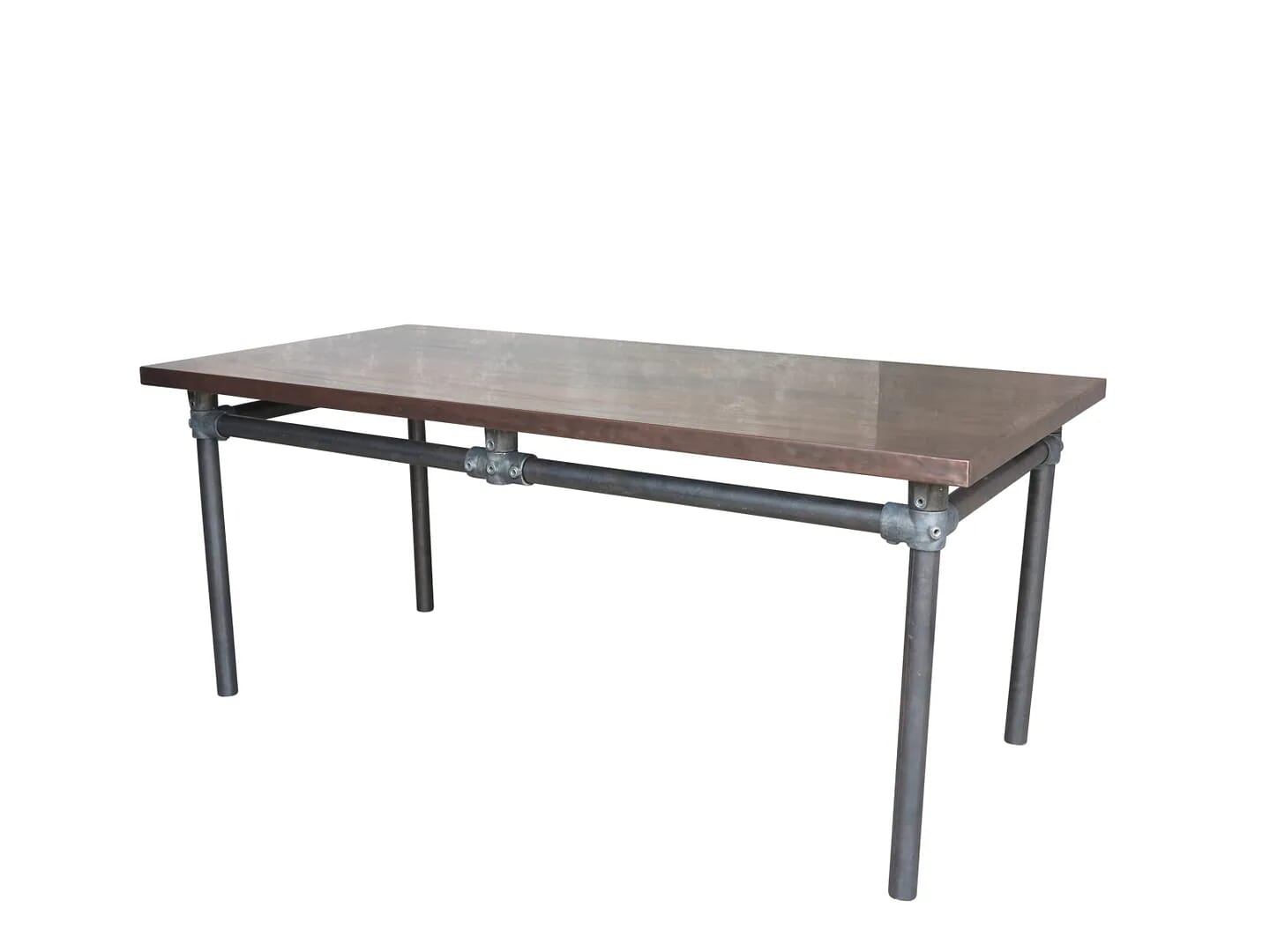 Bespoke Antique Copper Top Table & Galvanised Base - D1420