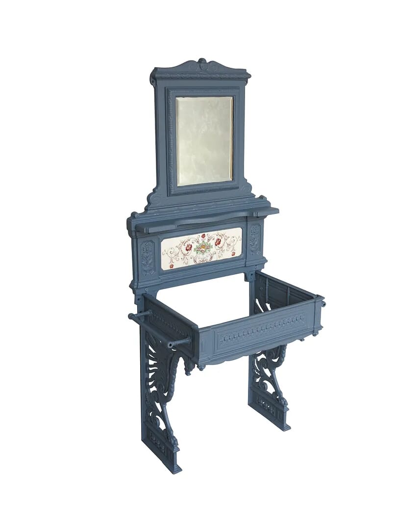 Cast Iron Sink Unit With Tiles and Mirrored Back - 8309