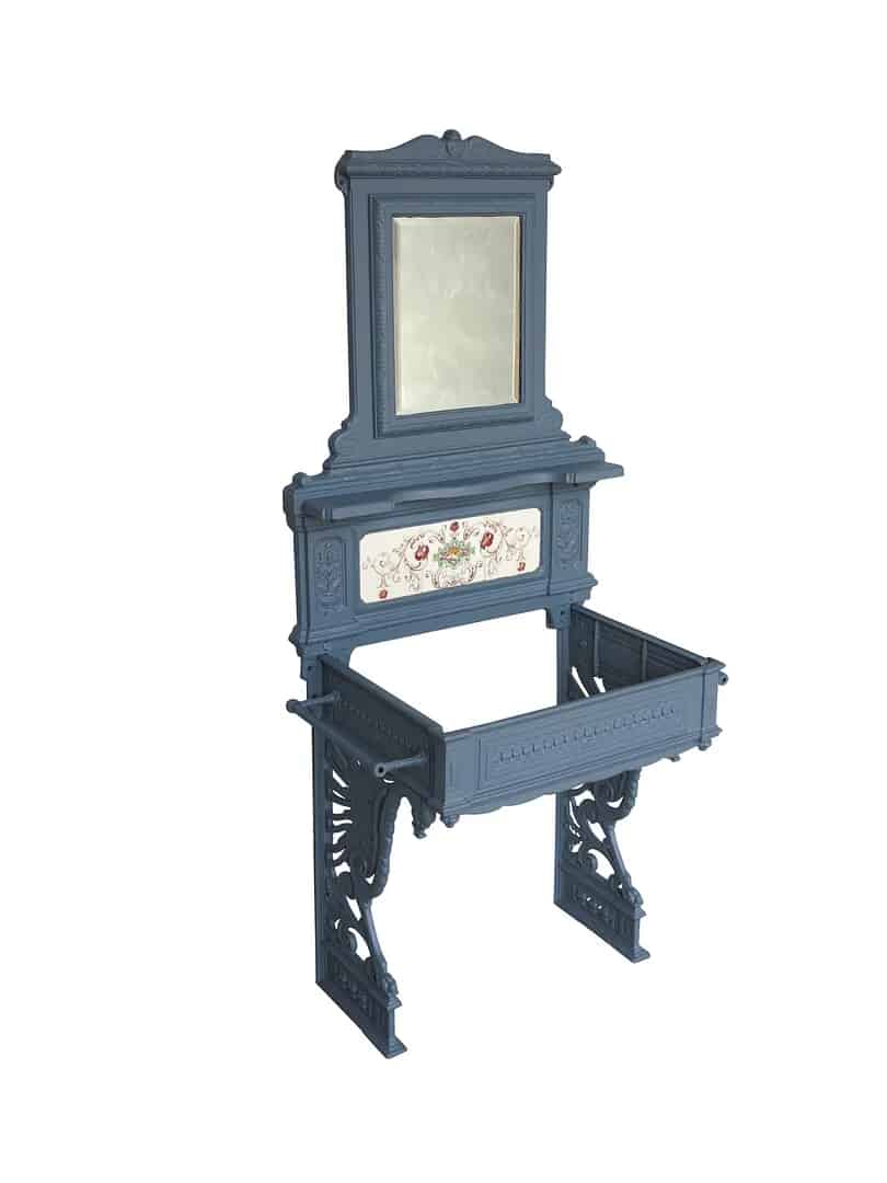 Cast Iron Sink Unit With Tiles and Mirrored Back