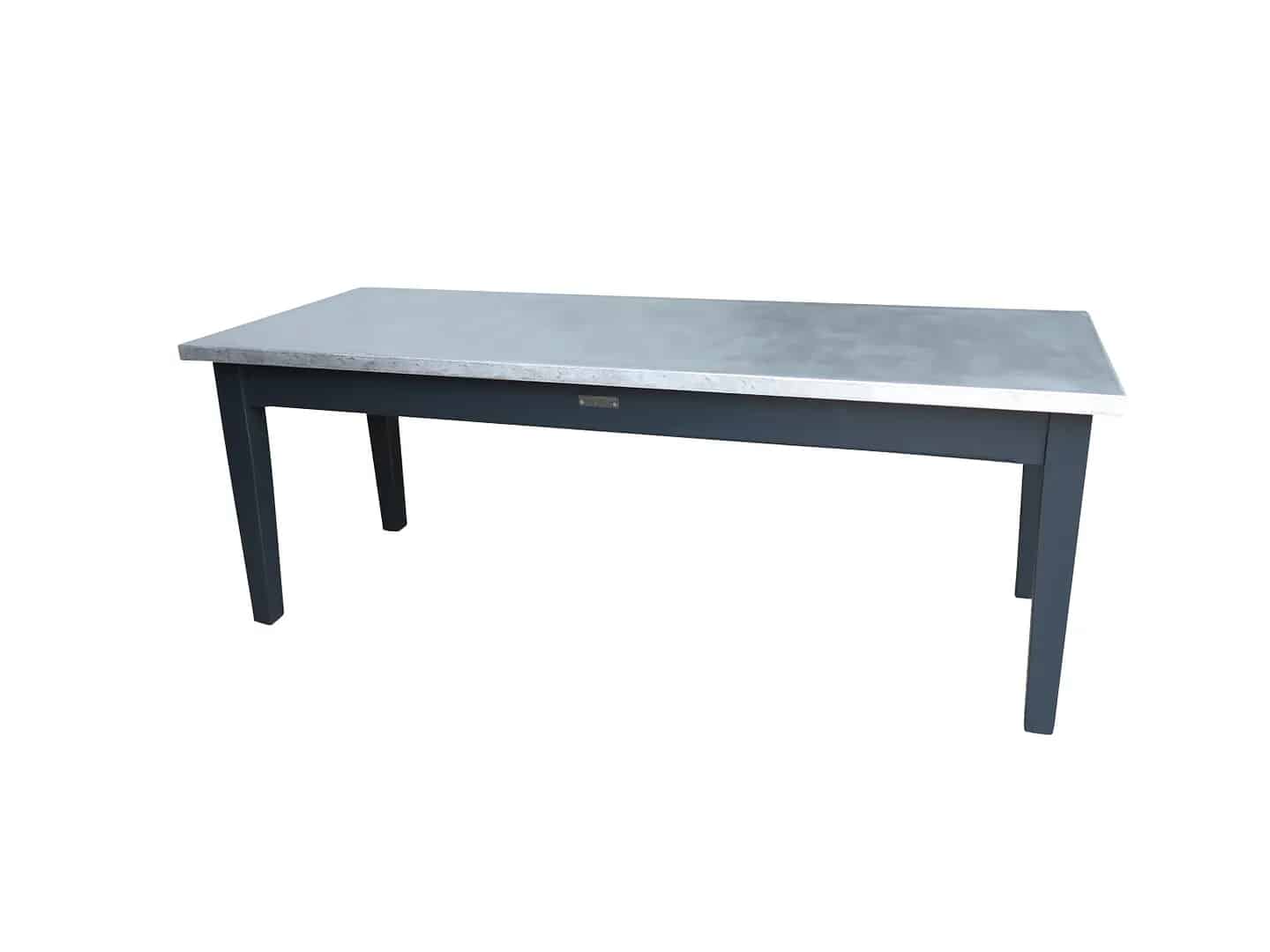 Handmade Matt Zinc Top Kitchen Table with Drawers