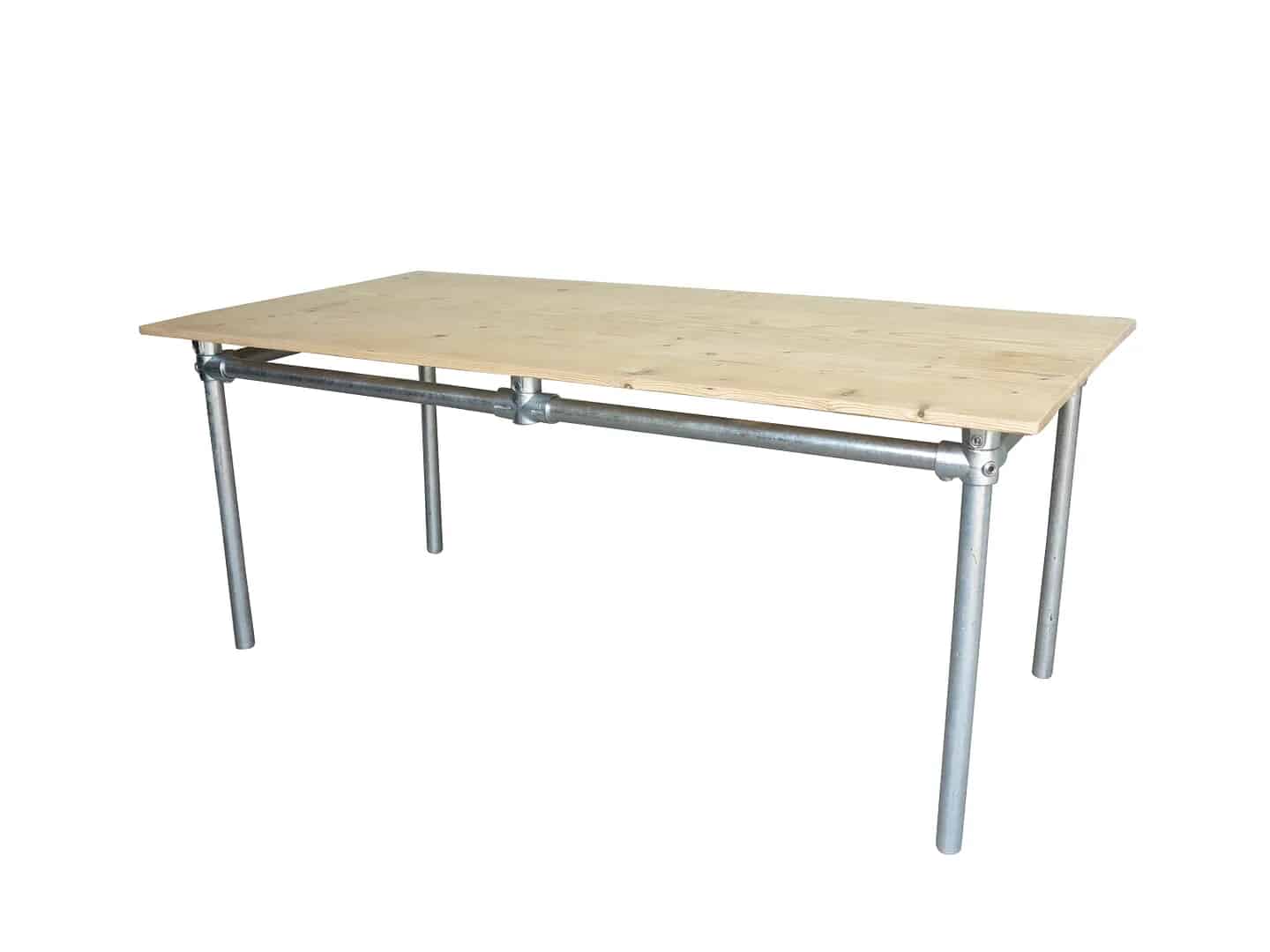 Bespoke Antique Reclaimed Pine Top & Galvanised Base