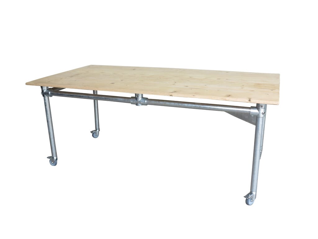 Bespoke Reclaimed Pine Top & Industrial Base With Castors - D1435