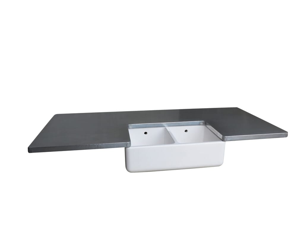 Handmade Natural Zinc Kitchen Worktop and Belfast Sink - D1445