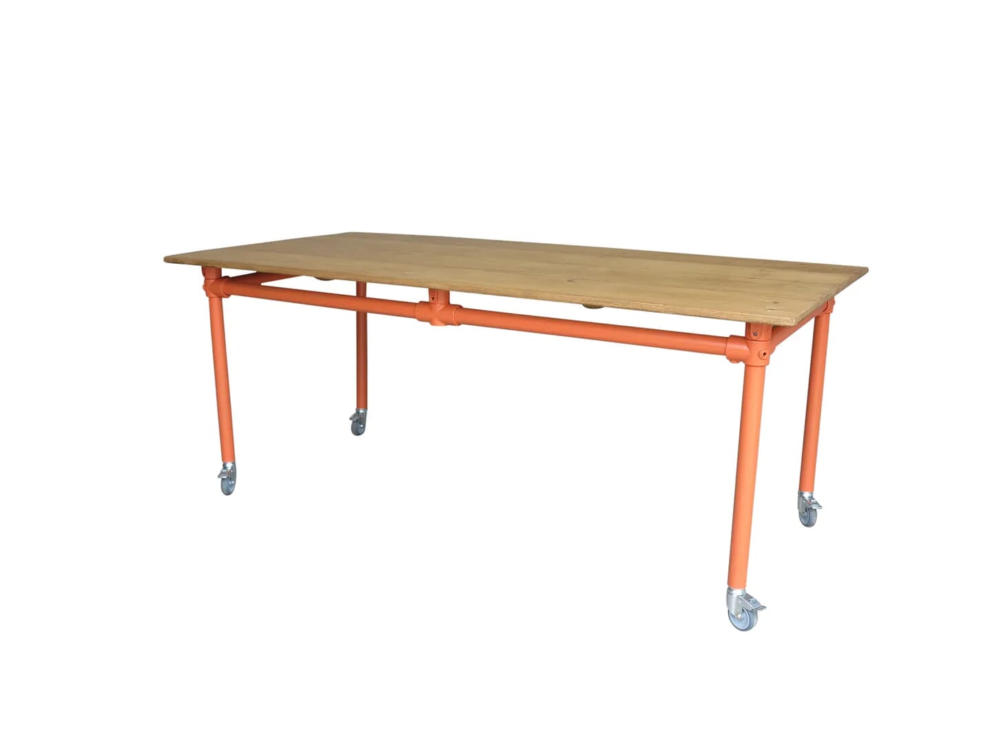 Reclaimed Pine Top & Metal Painted Base with Castors - D1448