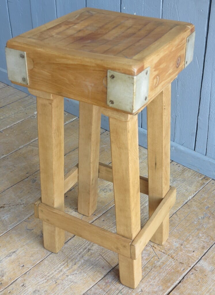 Antique Waxed Butchers Block on Wooden Base - 8148a