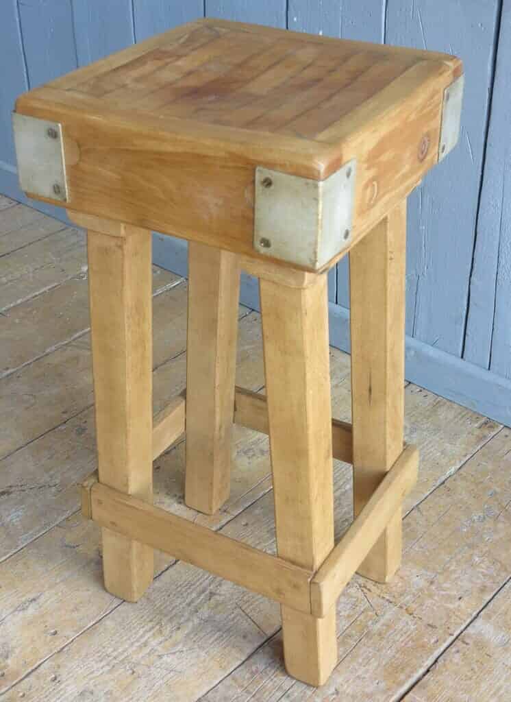 Antique Waxed Butchers Block on Wooden Base