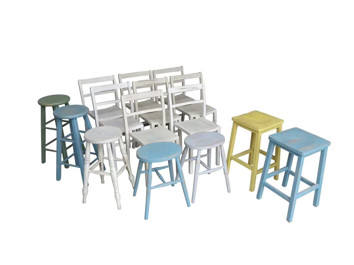 Hand Painted Stacking Chairs and Stools - 7225a
