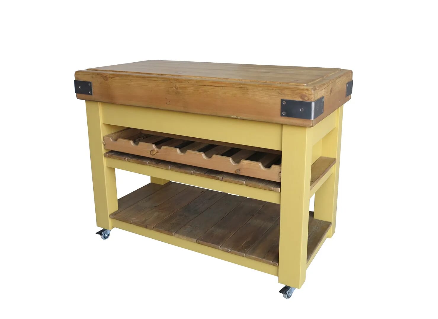 Bespoke Wooden Butchers Block with Sliding Wine Rack - D1461