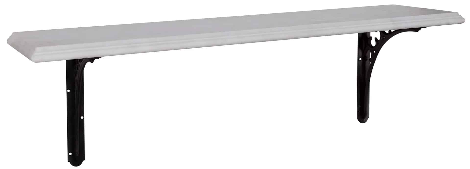 Carron White Marble Shelf with Cast Iron Brackets