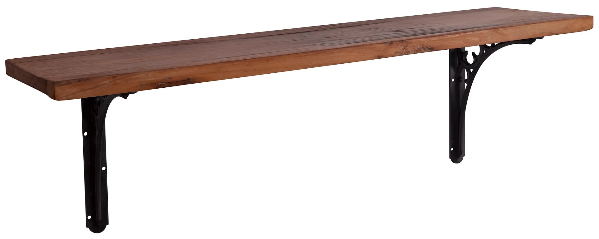 800mm Long Carron Reclaimed Elm Shelf with Cast Iron Brackets - HEF010/HEF014