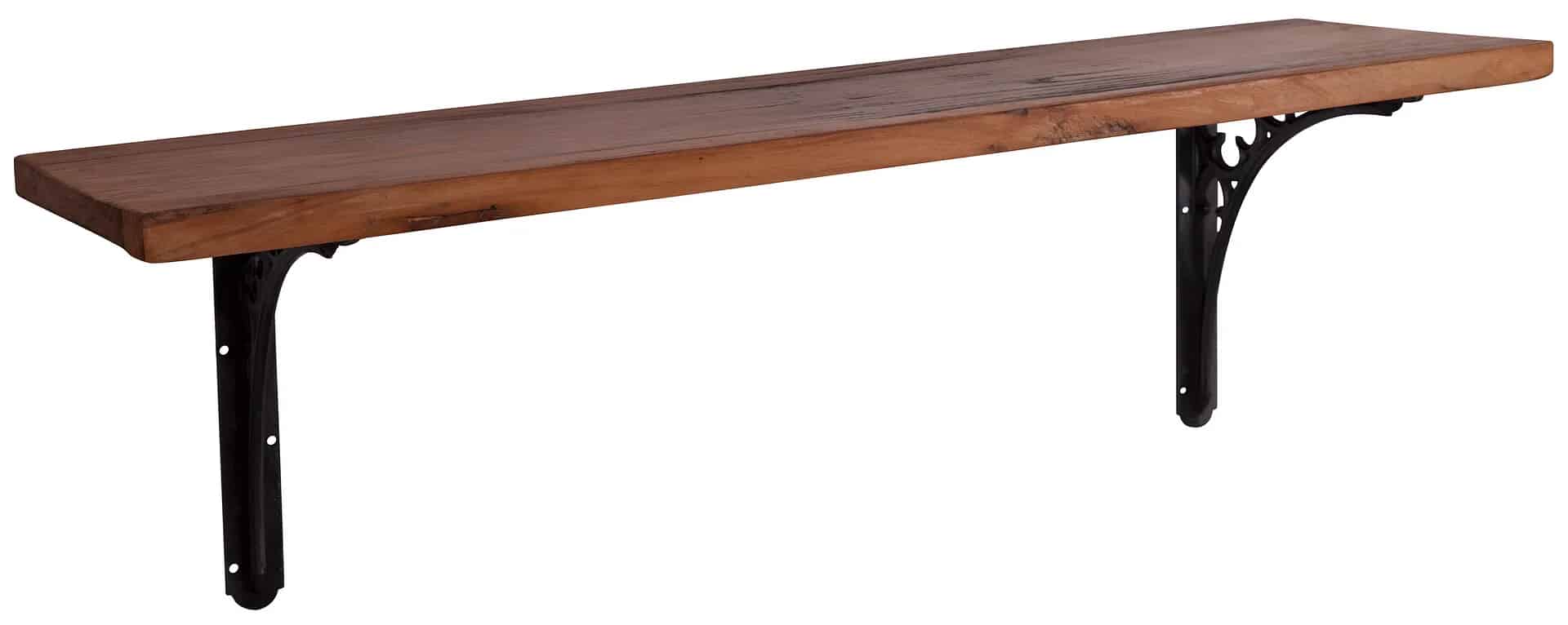 Carron Reclaimed Elm Shelf with Cast Iron Brackets