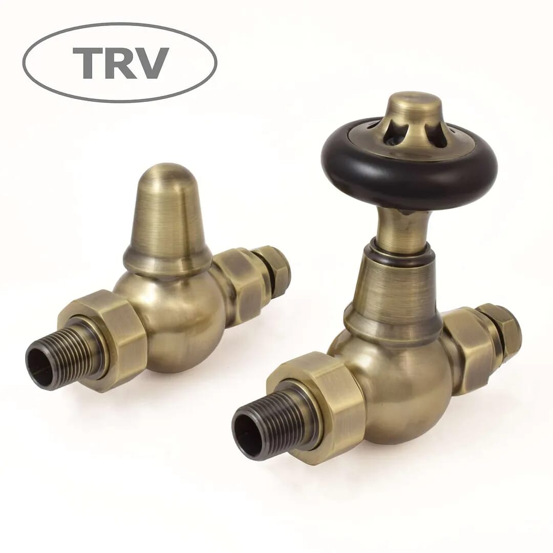 Admiral Antique Brass TRV Straight Radiator Valves - adabts
