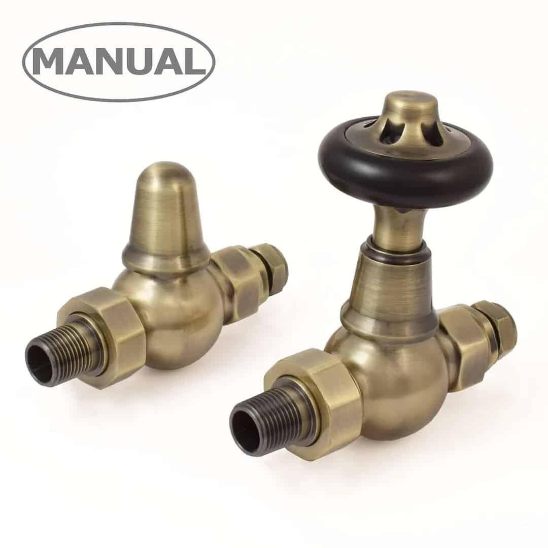 Pair Of Admiral Straight Antique Brass Manual Valves