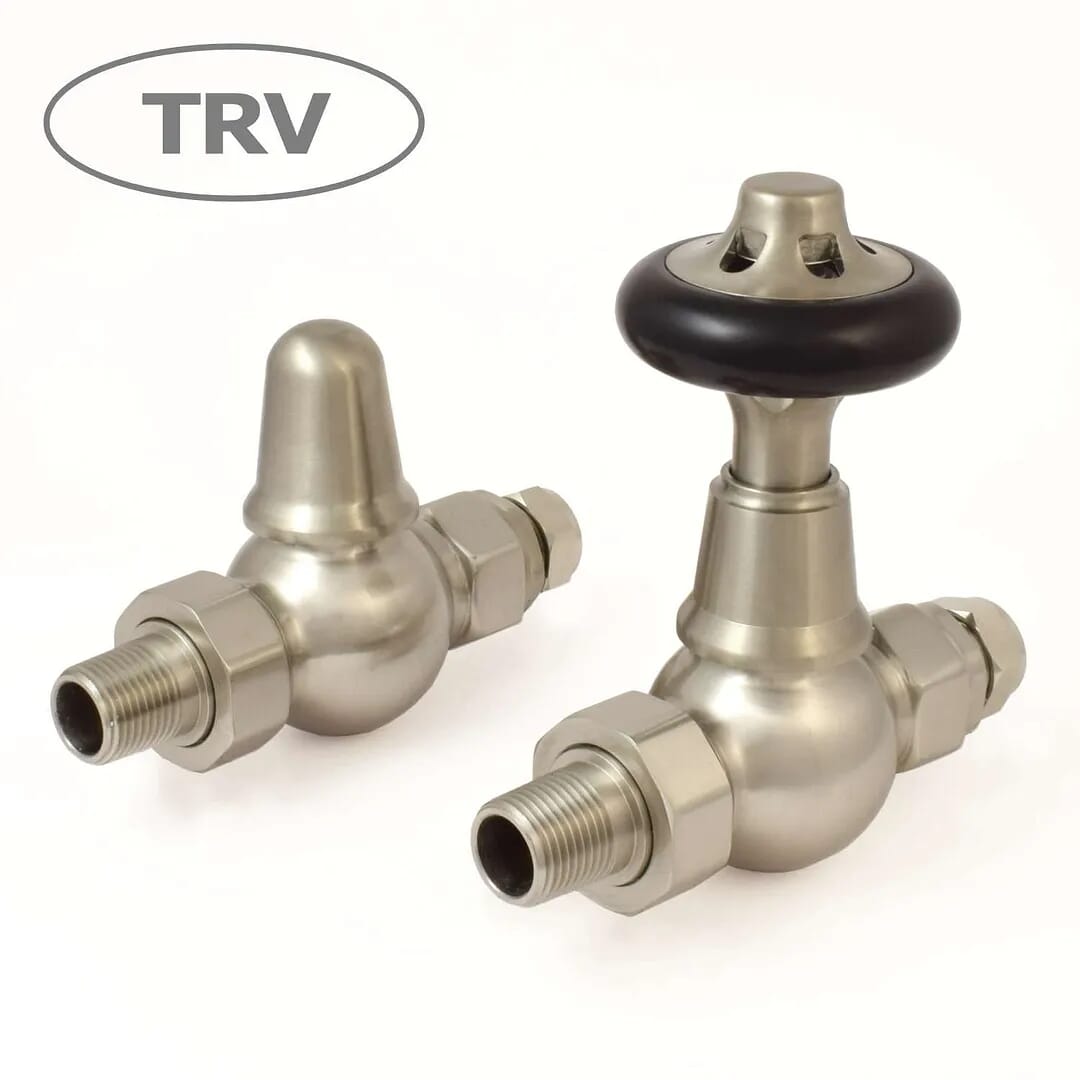 Admiral Satin Nickel TRV Straight Radiator Valves - adsnts