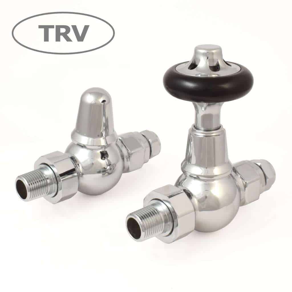 Straight Thermostatic Chrome Finish Radiator Valves
